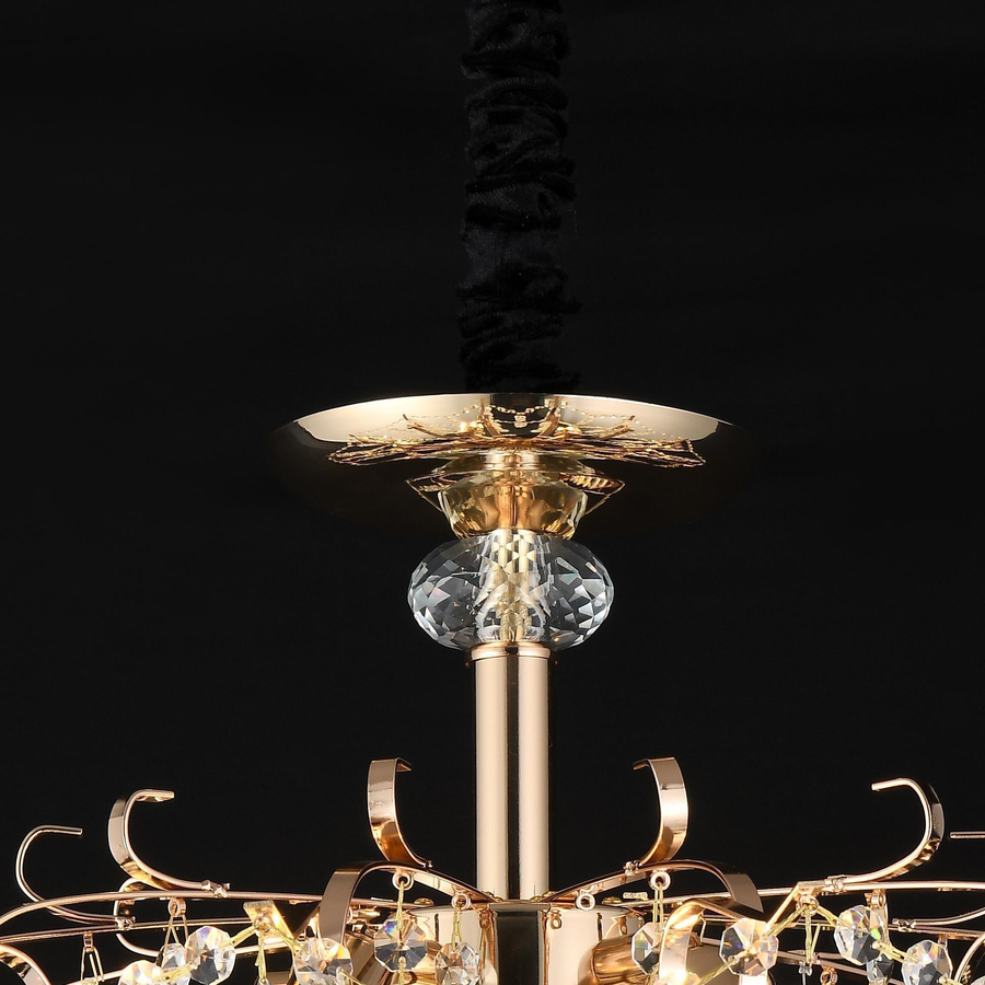 Candelabru Cristal STROZZI Eleganza 5xE14, Diametru 50cm, Auriu