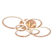 Lustra LED cu telecomanda BETTY 81W, 6 Cercuri, lumina Rece/Calda/Neutra, Dimabila, Auriu Lucios