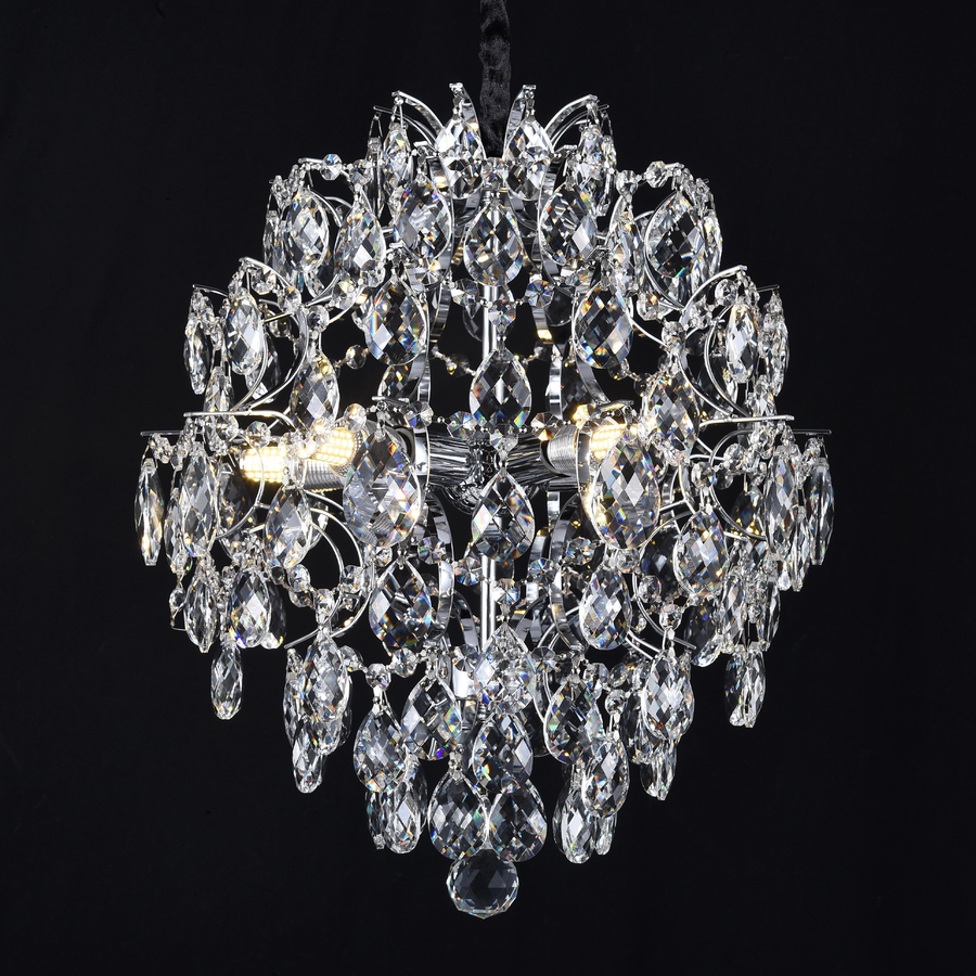 Candelabru Cristal CC9259/5CH, 5x E14, Diametru 40cm, Crom Lucios