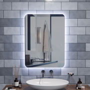 Oglinda LED Dreptunghiulara ARTAR Touch, 60X80cm, Sistem Dezaburire, Dimabila, Ceas si Temperatura, Lumina Calda Neutra Rece 3000K/4000K/6000K