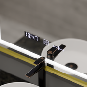 Oglinda LED Rectangulara, 75x90cm, Verite Royale Gold MotionGlow Marcello, Sistem Dezaburire, Ceas & Termometru, Dimabila
