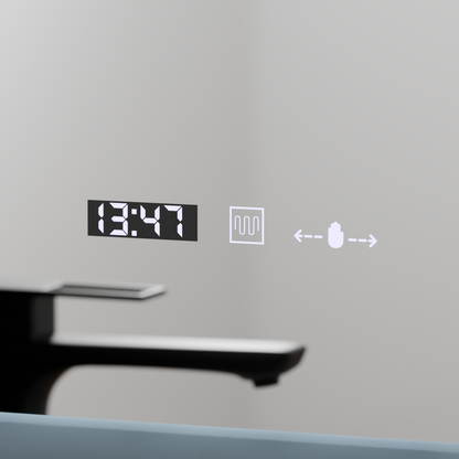 Oglinda LED Rectangulara, 50x70cm, ELANCEE Senzor MotionGlow Marcello, Sistem Dezaburire, Ceas & Termometru, Dimabila