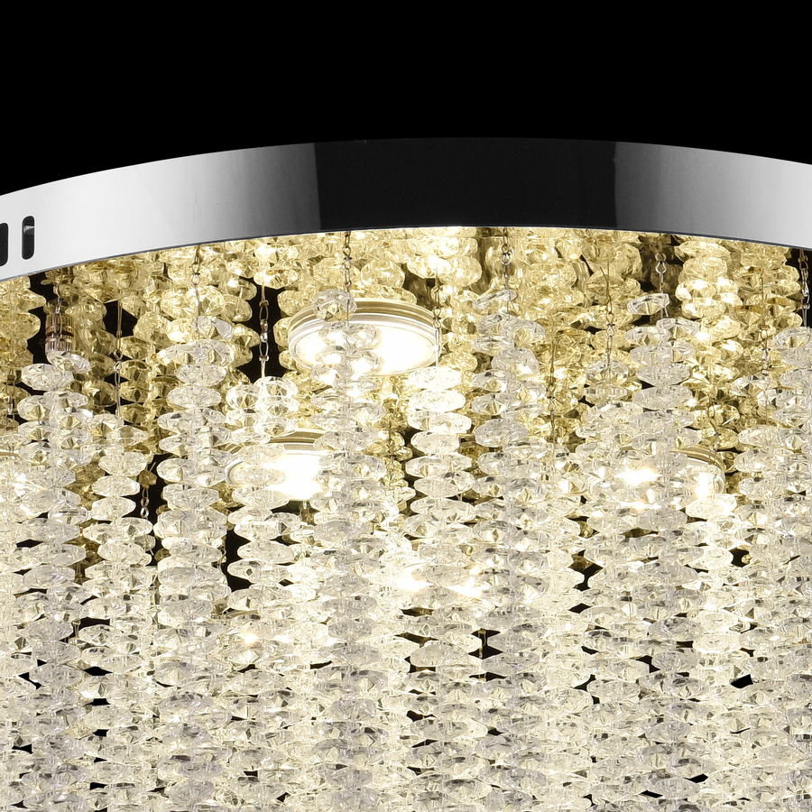 Candelabru LED Cristal LLC215/550WH Rotund, 29W, Lumina Rece/Calda/Neutra, Cristal, Auriu
