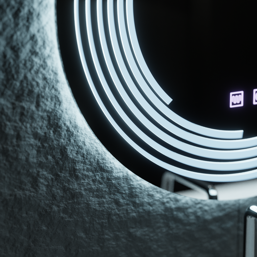 Oglinda LED Rotunda, 70cm, Lira Touch, Sistem Dezaburire, Dimabila