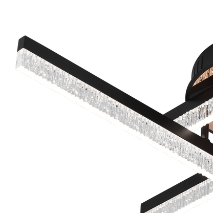 Lustra LED cu Telecomanda LT179/4BK, 34W, 4 Elemente, Lumina Rece/Clada/Neutra, Dimabila, Negru