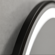 Oglinda LED Rotunda, 100cm, Celeste Majesté Noir MotionGlow Marcello, Sistem Dezaburire, Ceas & Termometru, Dimabila