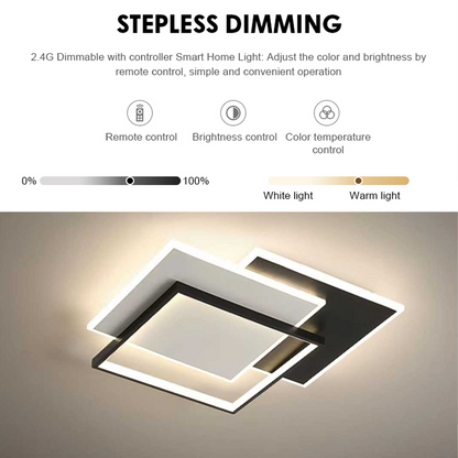 Lustra LED cu telecomanda CHIARA 98W, 3 Patrate, lumina Rece/Calda/Neutra, Dimabila, Negru