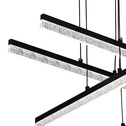 Lustra LED Suspendata Acril LT181/4BK, 54W, Lumina 3000/4000/6000K, Negru, Inaltime Reglabila