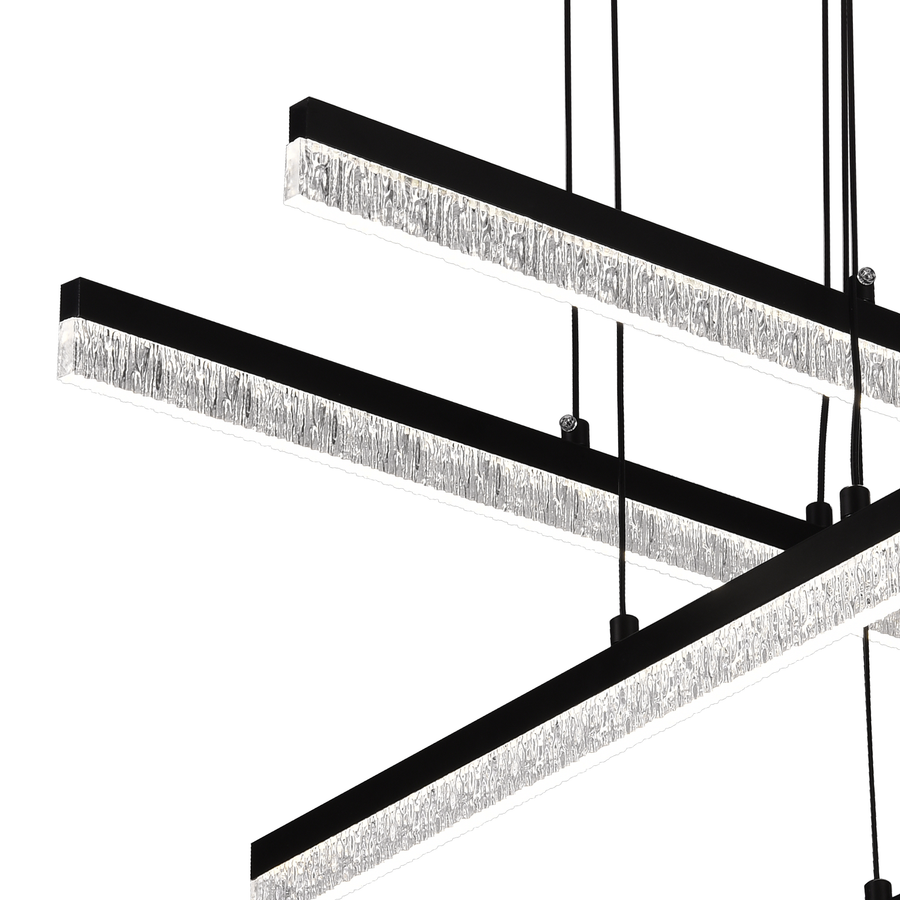 Lustra LED Suspendata Acril LT181/4BK, 54W, Lumina 3000/4000/6000K, Negru, Inaltime Reglabila