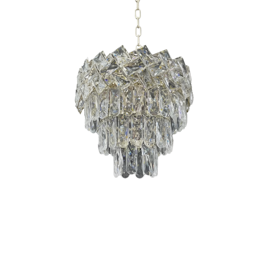 Candelabru Cristal WINDSOR Petito 3xE14, Diametru 29cm, Crom Lucios, Inaltime Reglabila