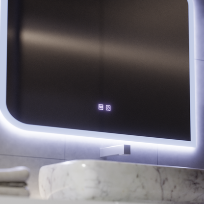 Oglinda LED CLARIVO Dreptunghiulara, 80X60cm, Touch, Sistem Dezaburire