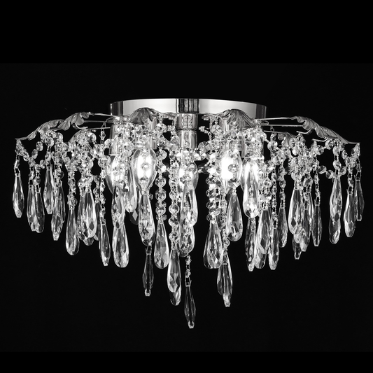 Candelabru Cristal CC9221/5CH, 5x E14, Diametru 48cm, Crom Lucios
