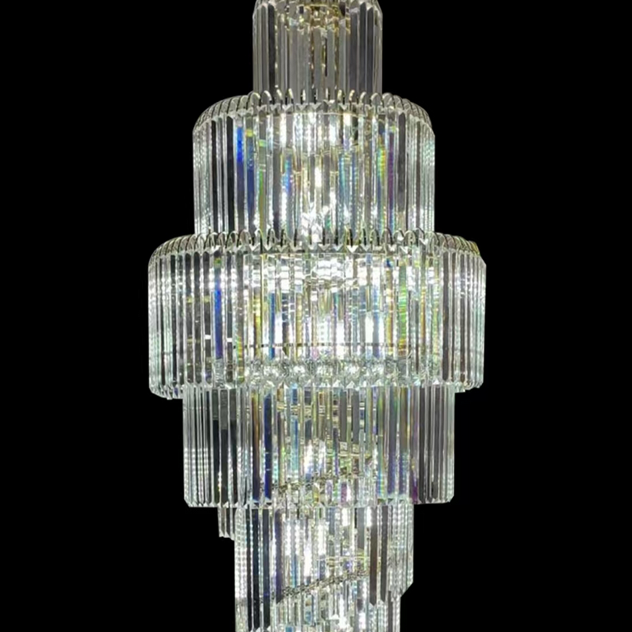 Candelabru Cristal CC8043/600H1800GD, Diametru 60cm, Inaltime 180cm, Auriu Lucios, Inaltime Reglabila, Design Elegant