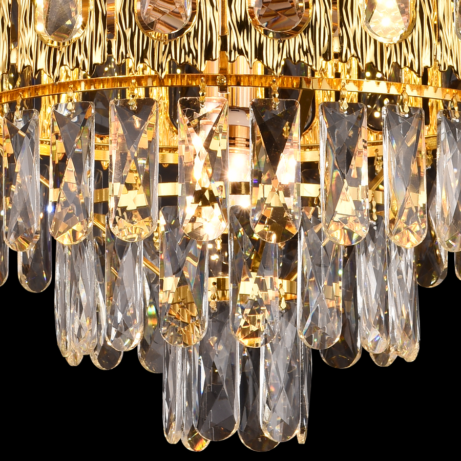 Candelabru Cristal BELVEDERE Nobile 5xE14, Diametru 40cm, Auriu Lucios, Inaltime Reglabila