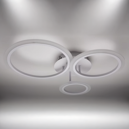Lustra LED cu telecomanda BETTY 40W, 3 Cercuri, lumina Rece/Calda/Neutra, Dimabila, Alb, Metal si Acril