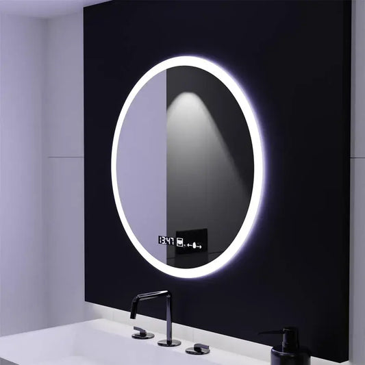 Oglinda LED Rotunda GIULIA, 70cm, senzor MotionGlow, Sistem Dezaburire, Ceas & Termometru, Dimabila, Marcello Funghi