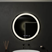Oglinda LED Rotunda, 60cm, Celeste MotionGlow Marcello, Sistem Dezaburire, Ceas & Termometru, Dimabila, Lumina Calda Neutra Rece 3000K/4000K/6000K