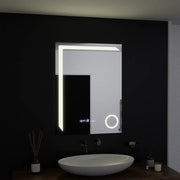 Oglinda LED Rectangulara, 60x80cm, Precision MotionGlow Marcello, Sistem Dezaburire, Ceas & Termometru, Lupa Cosmetica, Dimabila