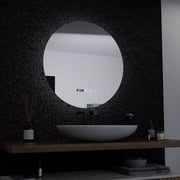 Oglinda LED Rotunda, 60cm, Serenite MotionGlow Marcello, Sistem Dezaburire, Ceas & Termometru, Dimabila