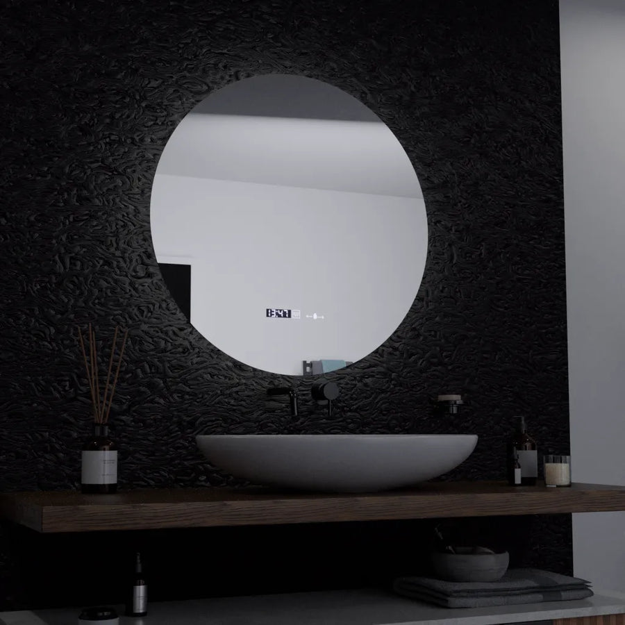 Oglinda LED Rotunda, 60cm, Serenite MotionGlow Marcello, Sistem Dezaburire, Ceas & Termometru, Dimabila