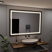 Oglinda LED Rectangulara, 100x65cm, Verite Majeste Noir Motion Glow Marcello, Sistem Dezaburire, Ceas & Termometru, Dimabila