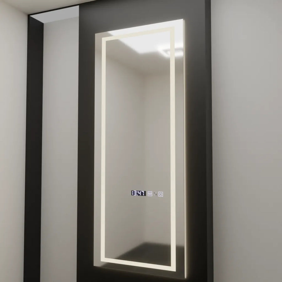 Oglinda LED Rectangulara, 60x150cm, Alessia Senzor Radar Marcello, Sistem Dezaburire, Ceas & Termometru, Dimabila, Dressing Couture