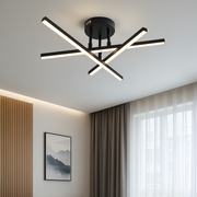 Lustra LED cu telecomanda 41W, 3 Elemente, Liniara, lumina Rece/Calda/Neutra, Dimabila, Negru