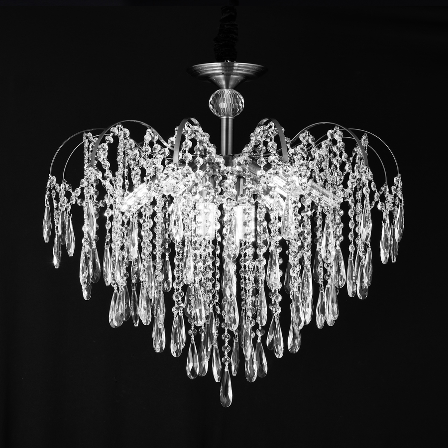 Candelabru Cristal CC9324/5CH, 5x E14, Diametru 48cm, Crom