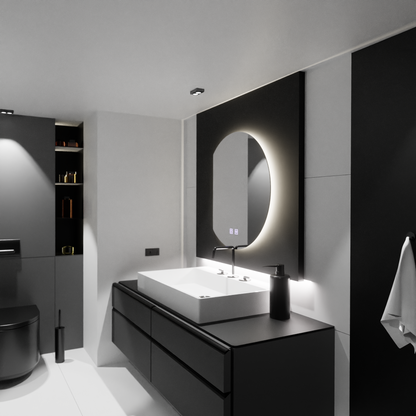 Oglinda LED Semiluna 54x60, Arcana Touch, Sistem Dezaburire, Dimabila