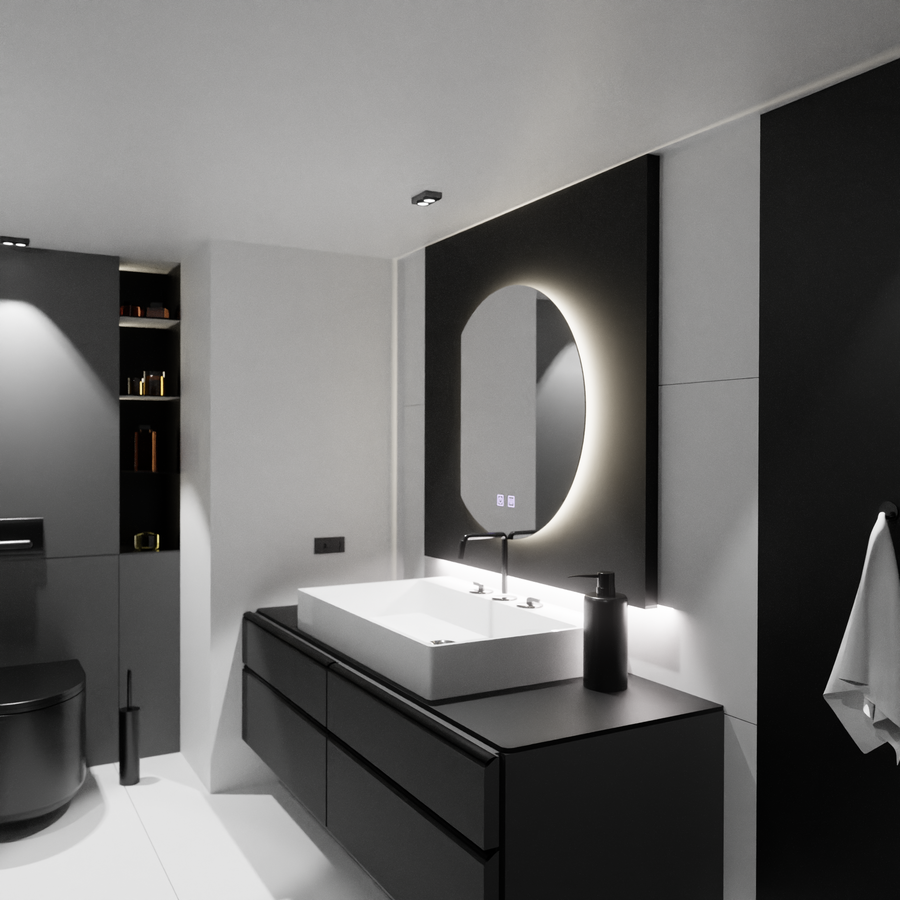 Oglinda LED Semiluna 54x60, Arcana Touch, Sistem Dezaburire, Dimabila