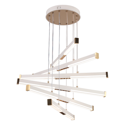 Lustra LED Suspendata Acril LT183/6WH, 81W, Lumina 3000/4000/6000K, Alb, Inaltime Reglabila