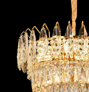 Candelabru Cristal CC6687/500GD 9x E14, Diametru 50cm, Auriu Lucios, Inaltime Reglabila