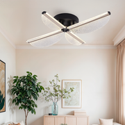 Lustra LED cu Telecomanda TULLIO 43W, 4 Petale, lumina Rece/Calda/Neutra, Dimabila, Negru