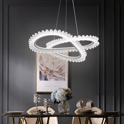 Lustra LED cu Telecomanda LT187WH, Cristal si Metal, 52W, Dimabila, Inaltime Reglabila, lumina Rece/Calda/Neutra, Iluminat Luxos
