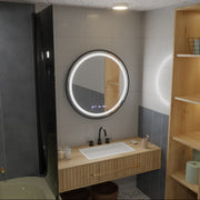 Oglinda LED Rotunda, 60cm, Celeste Majeste Noir Eleve MotionGlow Marcello, Sistem Dezaburire, Ceas & Termometru, Dimabila