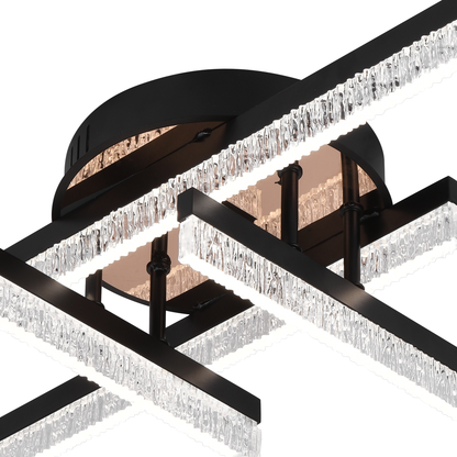 Lustra LED cu Telecomanda LT179/4BK, 34W, 4 Elemente, Lumina Rece/Clada/Neutra, Dimabila, Negru