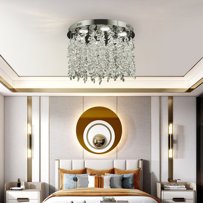 Candelabru LED Cristal LLC210/400CH Rotund, 22W, Lumina Rece/Calda/Neutra, Cristal, Crom Lucios