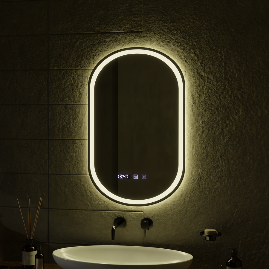 Oglinda LED Touch ONIRA Sistem Dezaburire, Ceas si Temperatura 50x80 cm