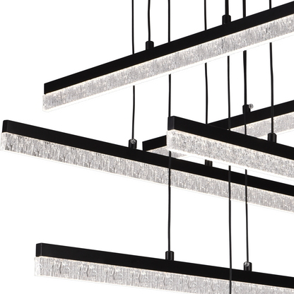 Lustra LED Suspendata Acril LT181/6BK, 82W, Lumina 3000/4000/6000K, Negru, Inaltime Reglabila
