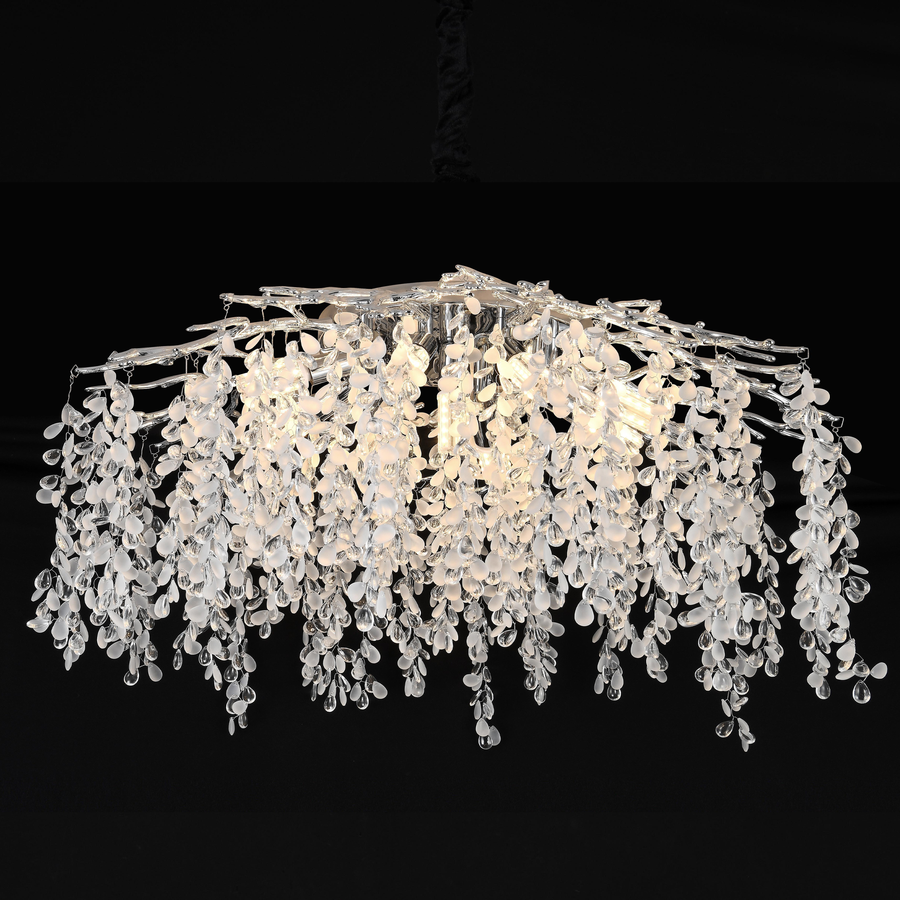 Candelabru Cristal WILLOW, 9x E14, Diametru 50cm, Crom