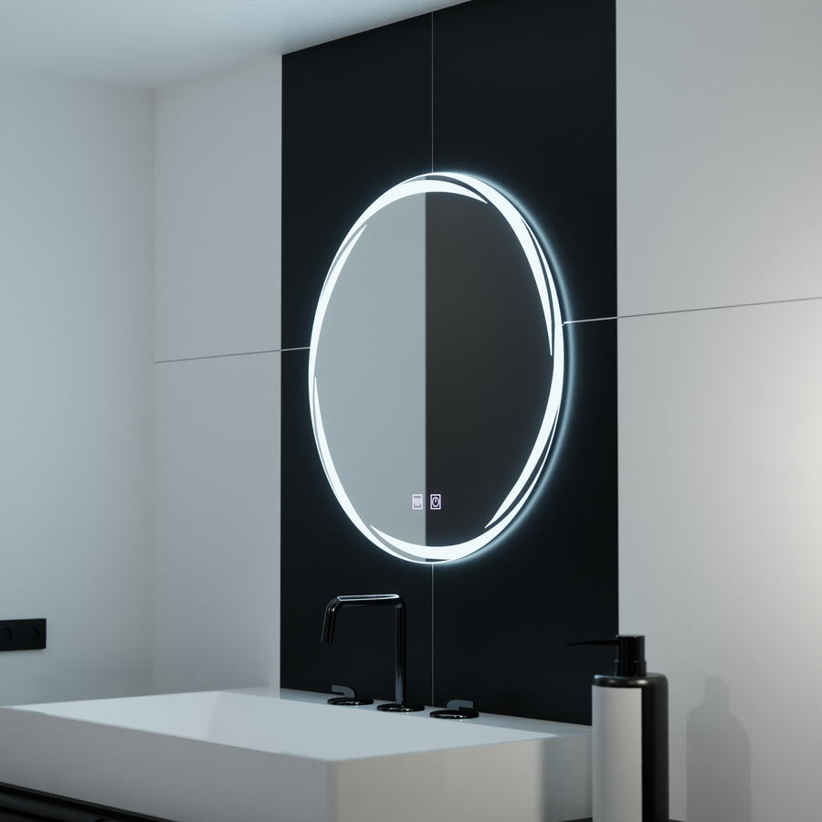 Oglinda LED Rotunda, 70cm, Zaffiro Touch, Sistem Dezaburire, Dimabila