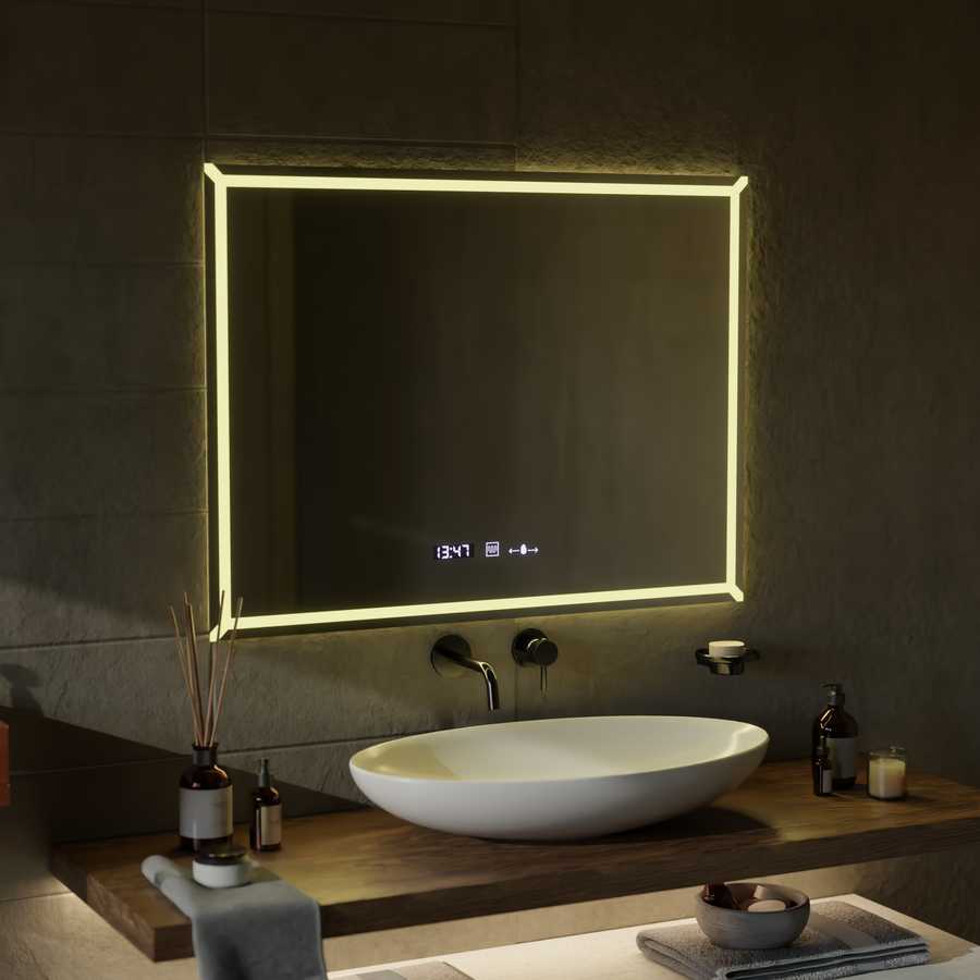 Oglinda LED Rectangulara, 80x60cm, VillayTouch Marcello, Sistem Dezaburire, Dimabila