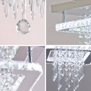 Candelabru LED Alberico Patrat, 17W, Lumina Rece/Calda/Neutra, Cristal, Crom Lucios