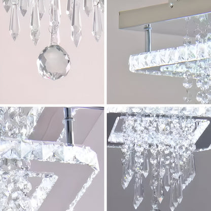 Candelabru LED Alberico Patrat, 17W, Lumina Rece/Calda/Neutra, Cristal, Crom Lucios