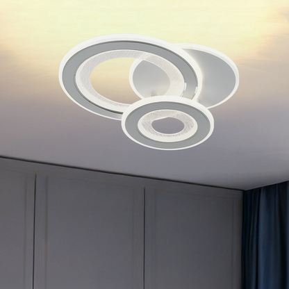 Lustra LED 53W, 3 Cercuri, lumina Rece/Calda/Neutra, Alb