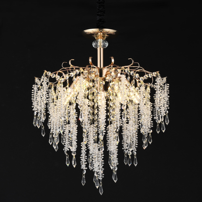 Candelabru Cristal STROZZI Eleganza 5xE14, Diametru 50cm, Auriu