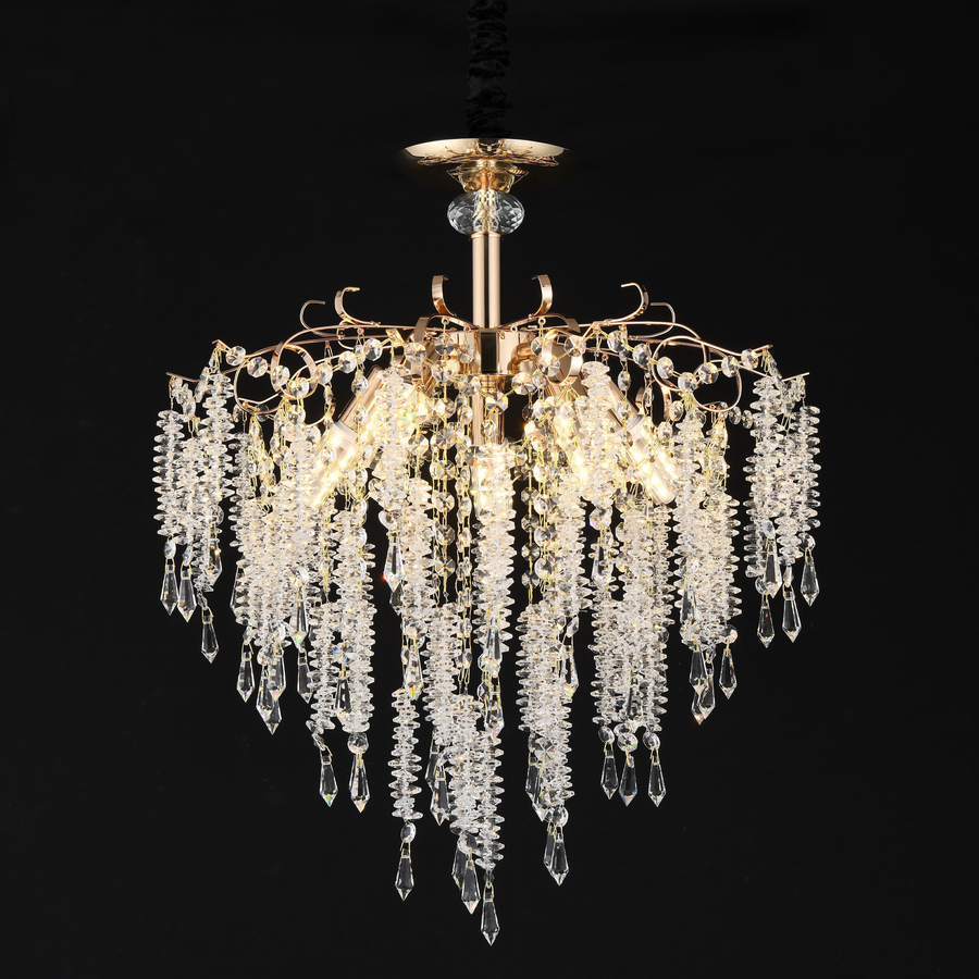 Candelabru Cristal STROZZI Eleganza 5xE14, Diametru 50cm, Auriu