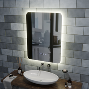 Oglinda LED Dreptunghiulara ARTAR Touch, 60X80cm, Sistem Dezaburire, Dimabila, Ceas si Temperatura, Lumina Calda Neutra Rece 3000K/4000K/6000K