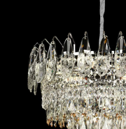 Candelabru Cristal CC6687/500CR 9x E14, Diametru 50cm, Crom Lucios, Inaltime Reglabil