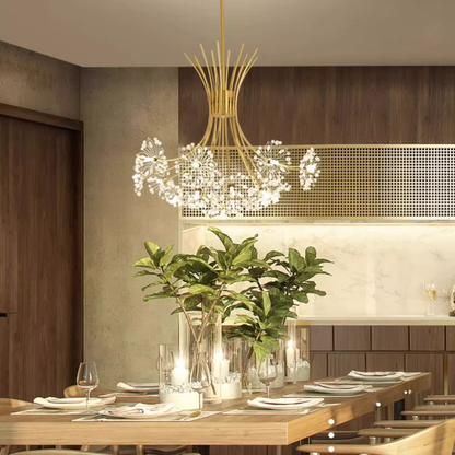 Candelabru Cristal Petito, 12XG4,Auriu, Diametru 52cm